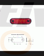 Hella 95951073 LED Wide Rim Rectangular Courtesy Lamp -24V, Red Lens (Red Light)