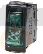 Hella Off-On Rocker Switch - Green Illuminated, 12V (4428)